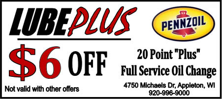 LubePlus 4 dollars off 20 Point Plus Full Service Oil Change